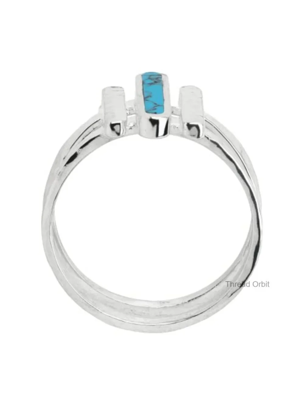 Compressed Turquoise Three-Bar Ring in Sterling Silver, Statement